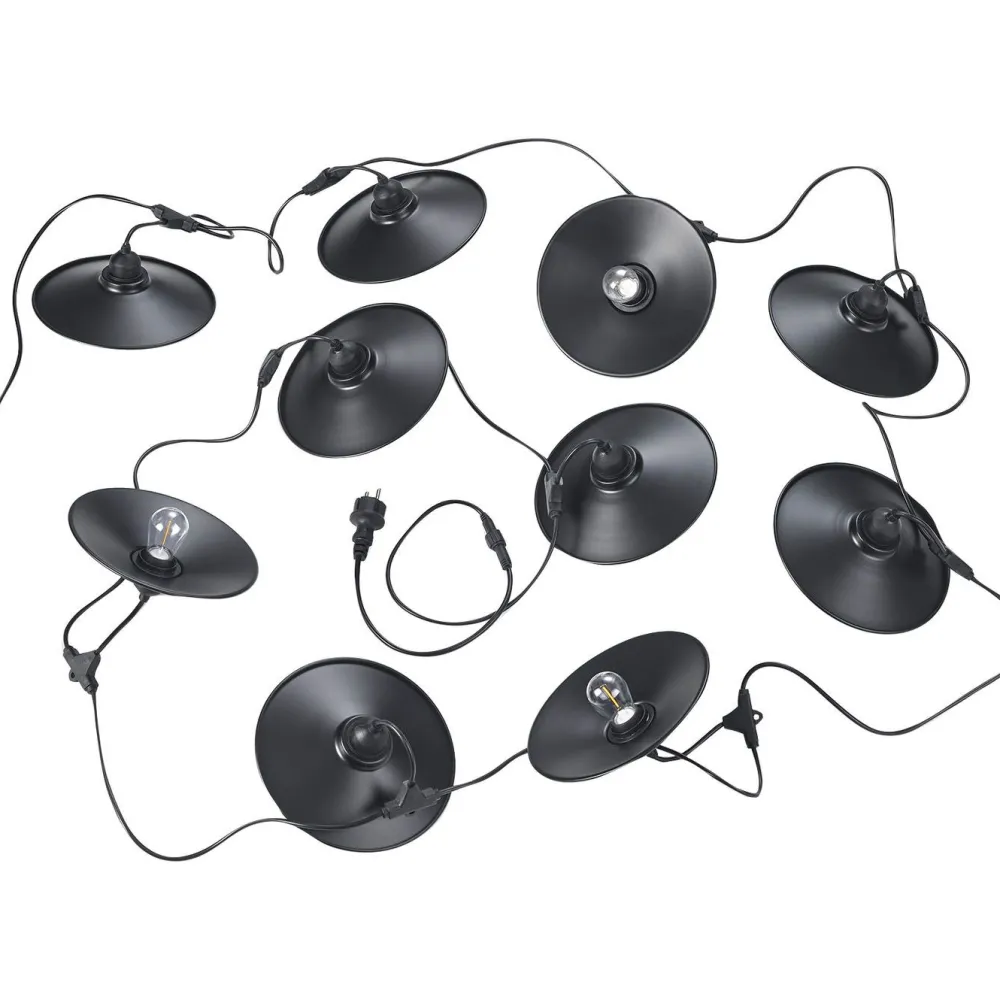 Best Trio Valoketju Chain 6.5m 10xE27 varjostimilla mattamusta