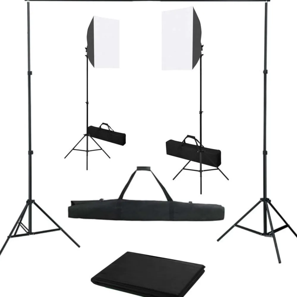Best FinePRICE Valokuvastudiosarja 6 softbox-valoilla ja taustakankaalla