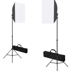 Sale FinePRICE Valokuvastudiosarja 4 softbox-valoilla ja taustakankaalla