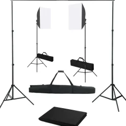 Sale FinePRICE Valokuvastudiosarja 4 softbox-valoilla ja taustakankaalla