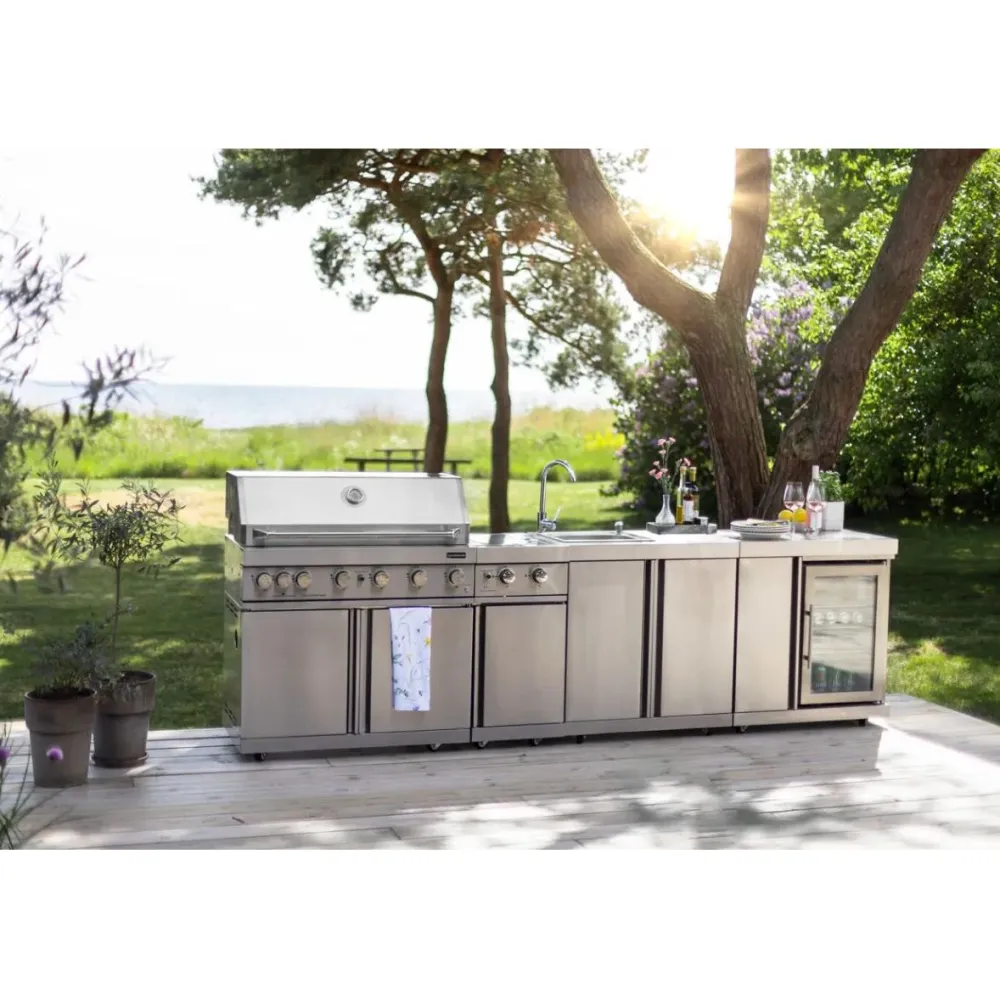 Sale Myoutdoorkitchen Vapaasti seisova kaasugrilli Classic Line Stainless, 6 poltinta ja infrapunalämpö, rst