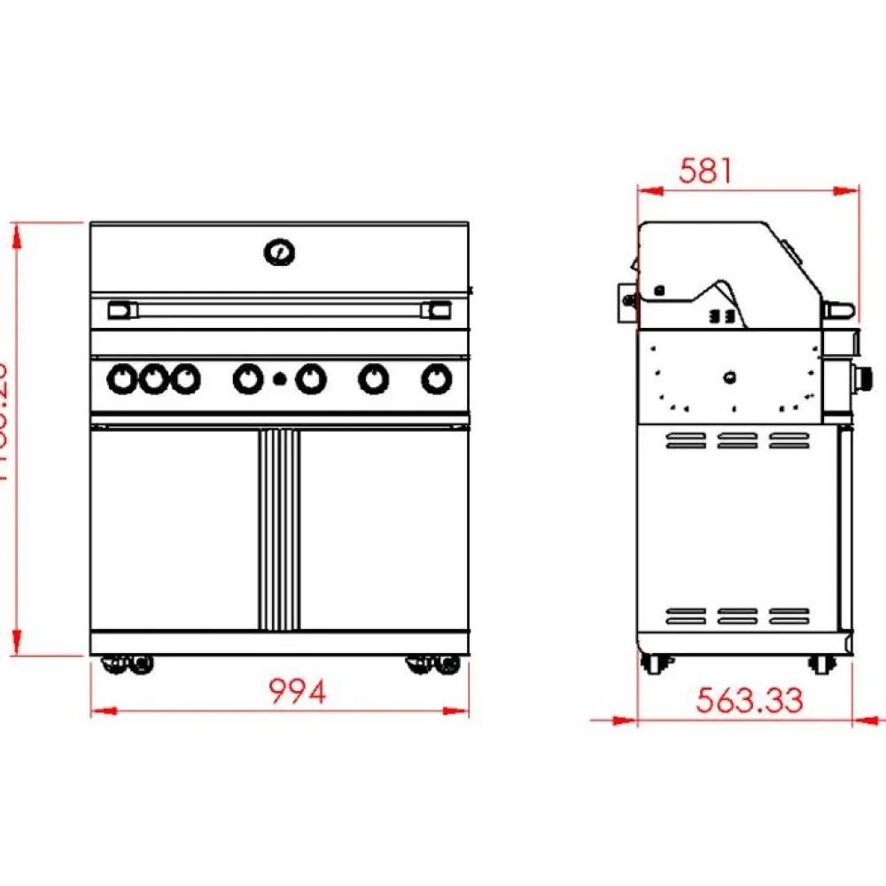 Sale Myoutdoorkitchen Vapaasti seisova kaasugrilli Classic Line Stainless, 6 poltinta ja infrapunalämpö, rst