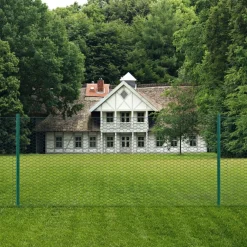New FinePRICE Verkkoaita tolpilla teräs 25x0.5m silmäkoko 13mm vihreä