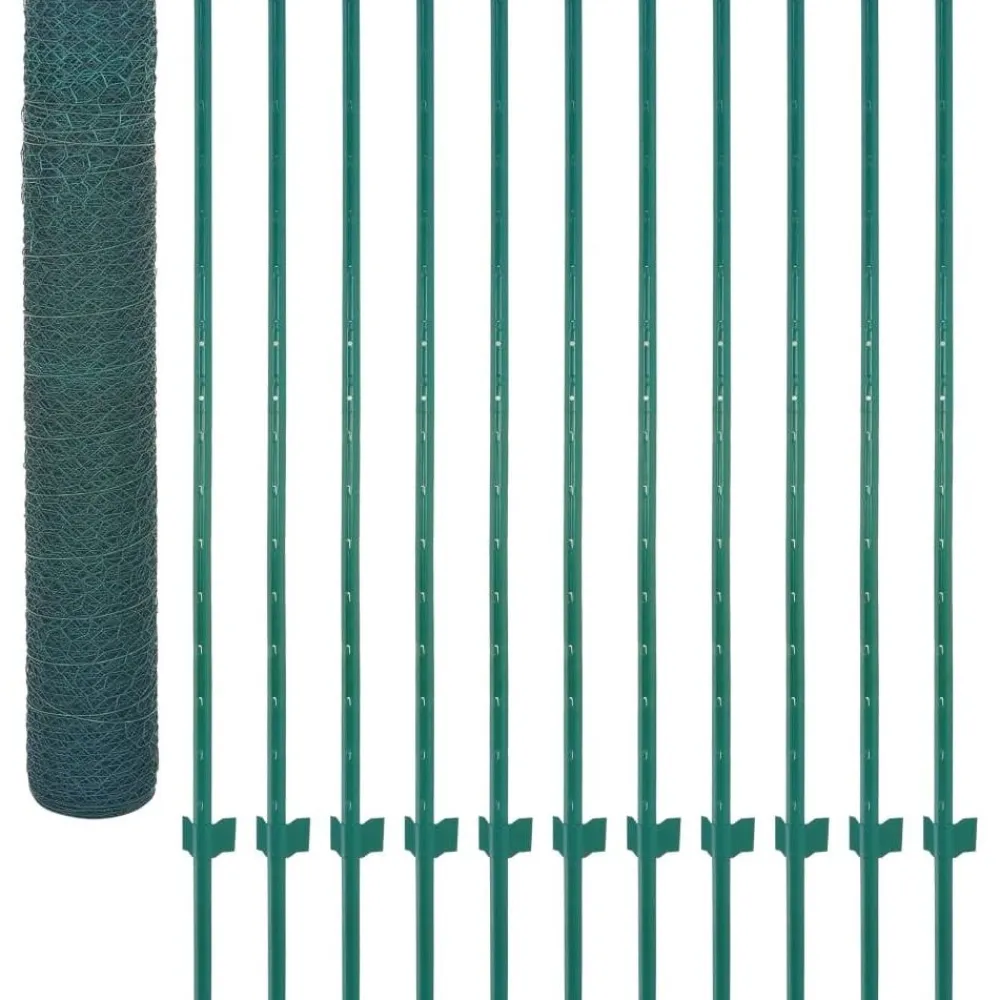 New FinePRICE Verkkoaita tolpilla teräs 25x1.5m silmäkoko 25mm vihreä