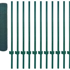 Outlet FinePRICE Verkkoaita tolpilla teräs 25x0.75m silmäkoko 25mm vihreä