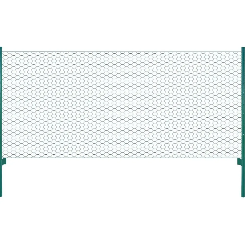 FinePRICE Verkkoaita tolpilla teräs 25x0.75m silmäkoko 13mm vihreä