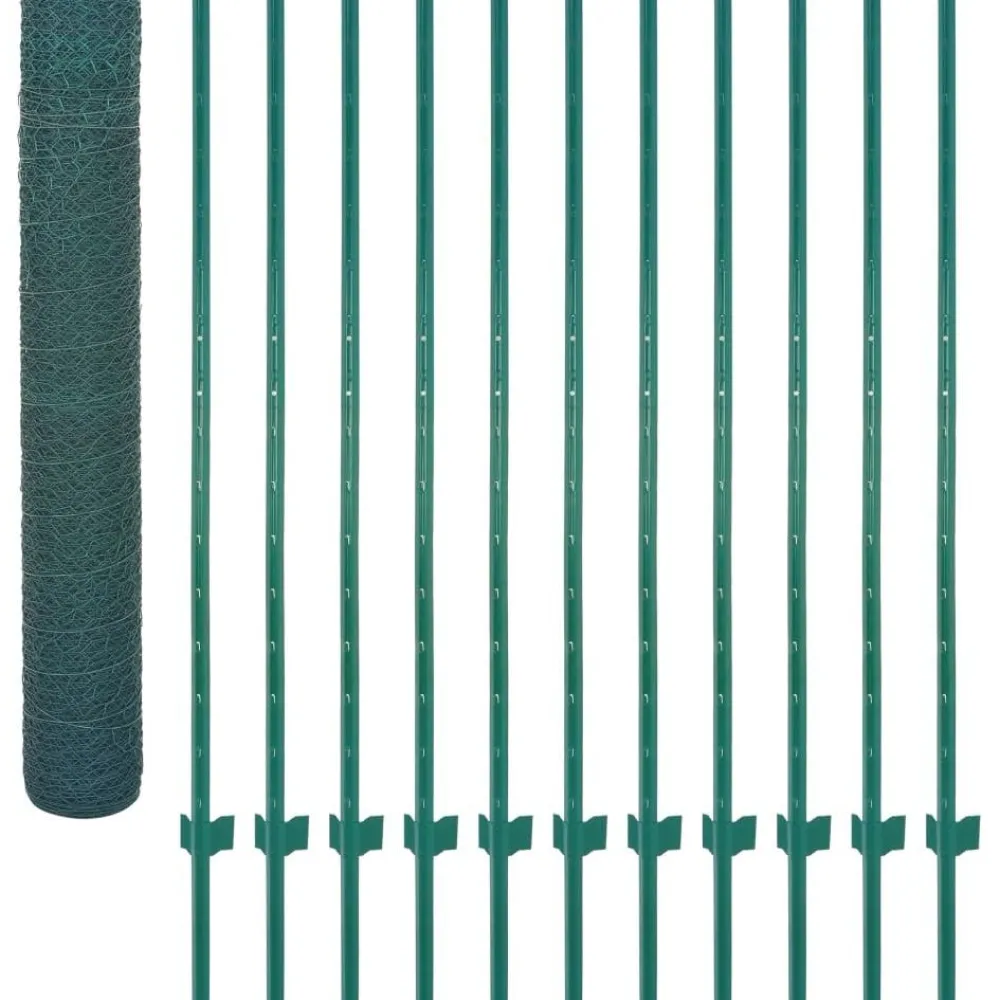 Clearance FinePRICE Verkkoaita tolpilla teräs 25x2m silmäkoko 13mm vihreä