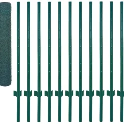New FinePRICE Verkkoaita tolpilla teräs 25x1m silmäkoko 13mm vihreä