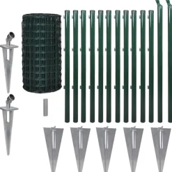 FinePRICE Verkkoaita tolppa+maapiikki teräs 25x0.8m vihreä