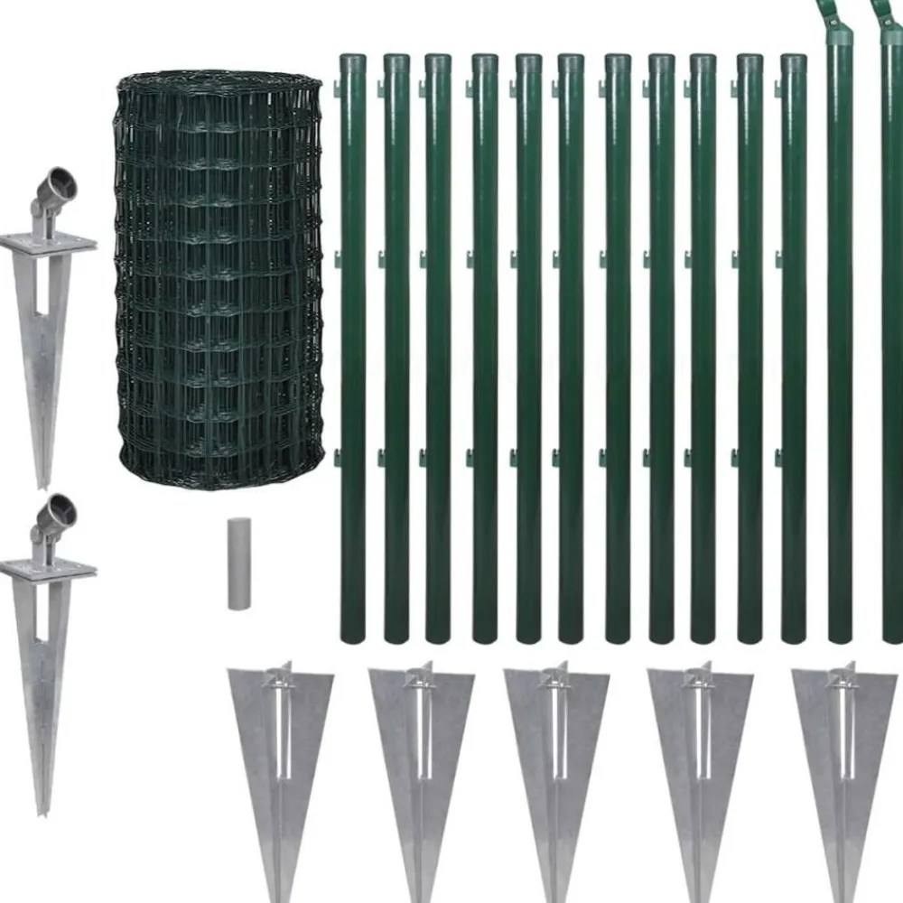 FinePRICE Verkkoaita tolppa+maapiikki teräs 25x0.8m vihreä