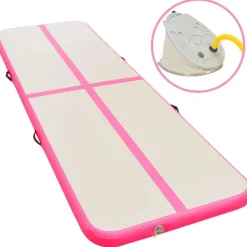 Online FinePRICE Voimistelumatto, täytettävä, pumpulla 300x100x10cm, PVC, pinkki