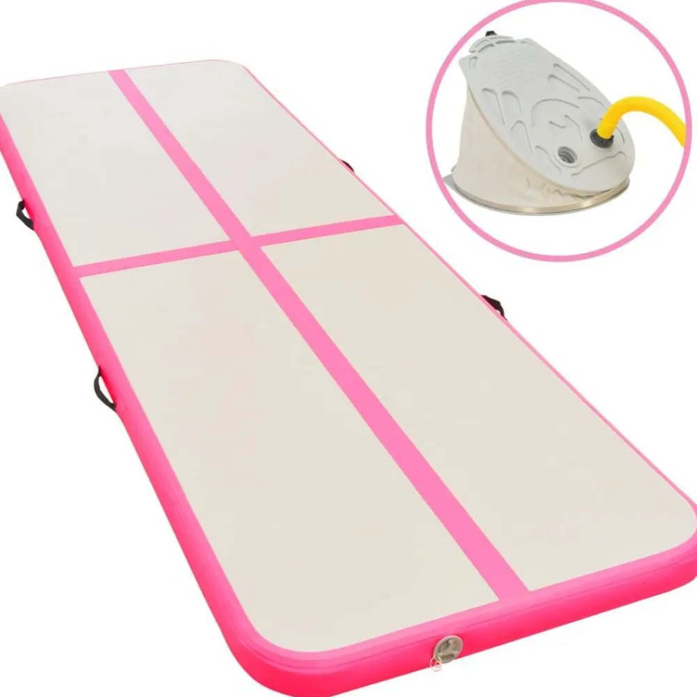 Online FinePRICE Voimistelumatto, täytettävä, pumpulla 300x100x10cm, PVC, pinkki