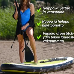 Hot Deep Sea 2x SUP-lautasetti Pro ilmatäytteinen 300 cm 15 PSI limenvihreä